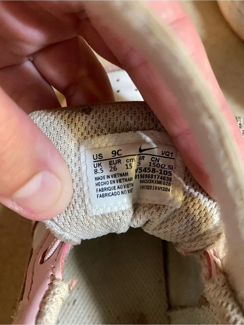 Nike Kids Pink and White High-Top Sneakers with Hook-and-Loop Strap